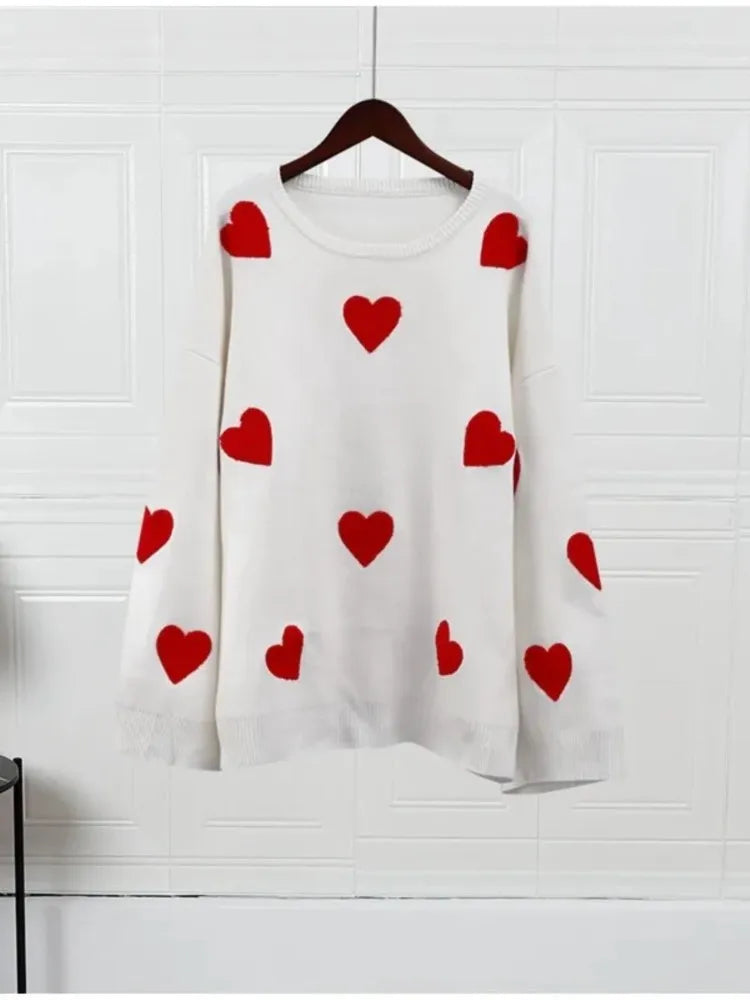 Love Heart O Neck Knit Sweater